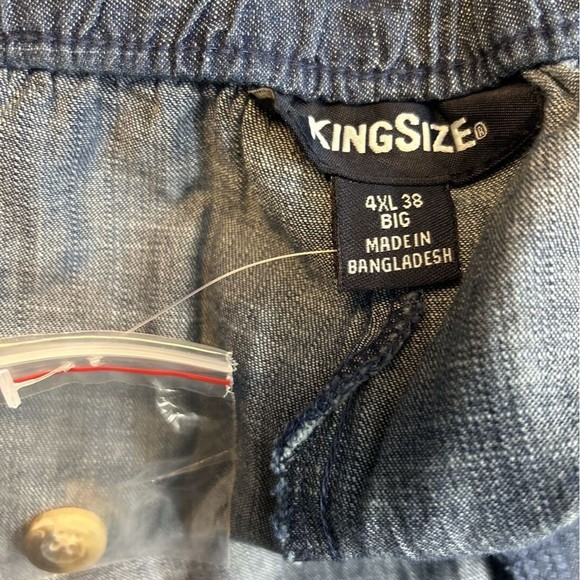 KingSize Men's 4XLB 38 Big Pants Blue Elastic WaistPockets Button Zipper - Picture 3 of 10